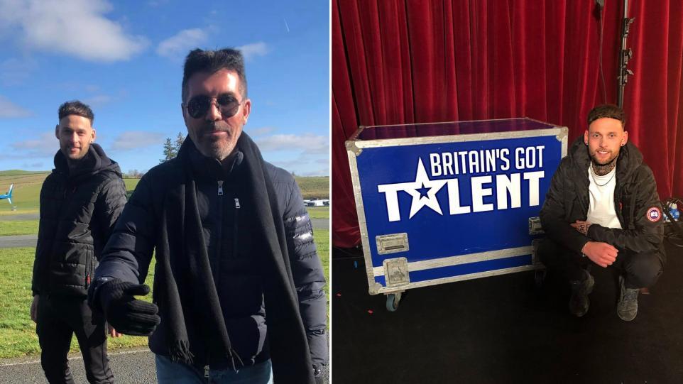 Elias meeting Simon Cowell. R: Elias at his Britains Got Talent audition (Image: Elias Jones)