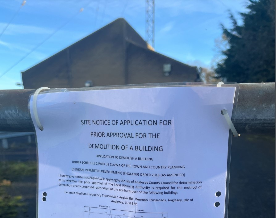 Determination of prior approval for demolition of Penmon mast building (Ioacc Planning Document)